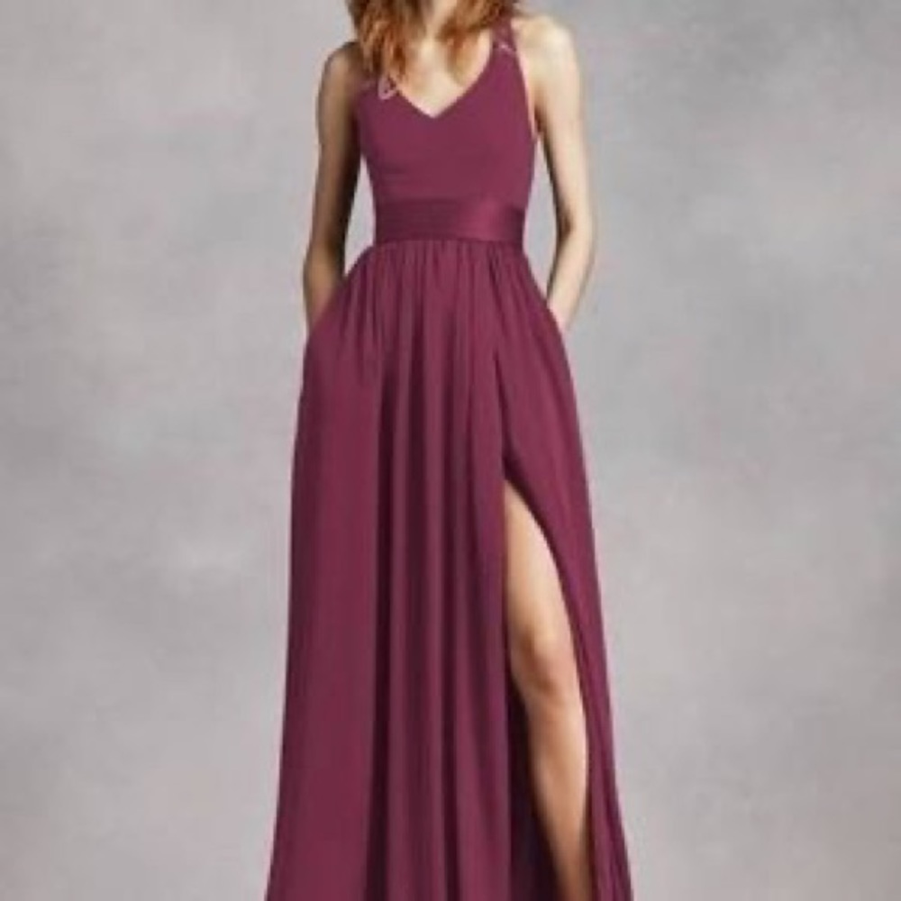 White by Vera Wang for David’s Bridal, Halter Dress in Wine, size 4, worn once